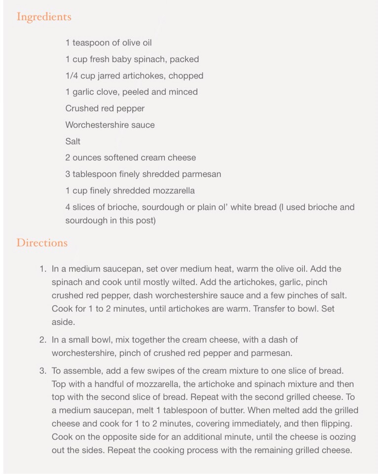 Spinach & Artichoke Dip Grilled Cheese