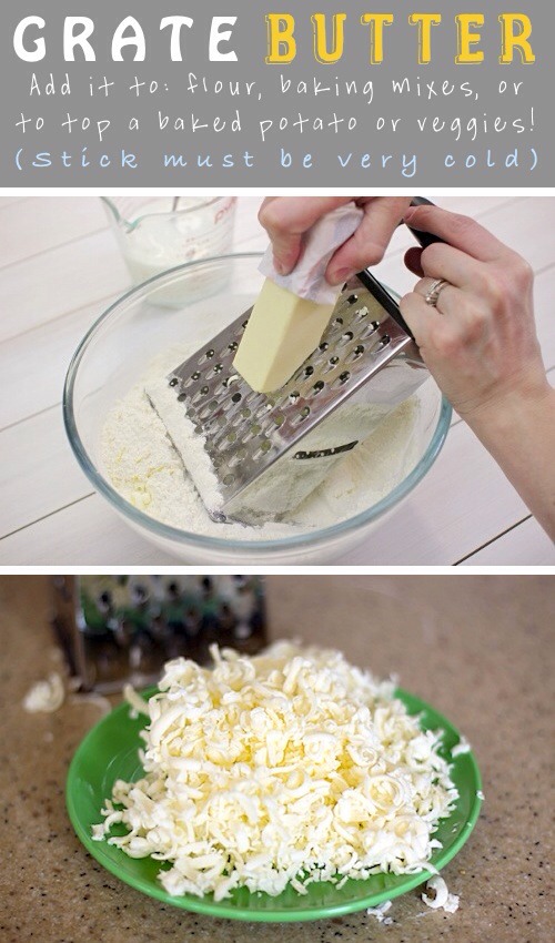 Grate cold butter 