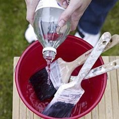soak old paintbrush in hot vinegar for 30 minutes and good as new!