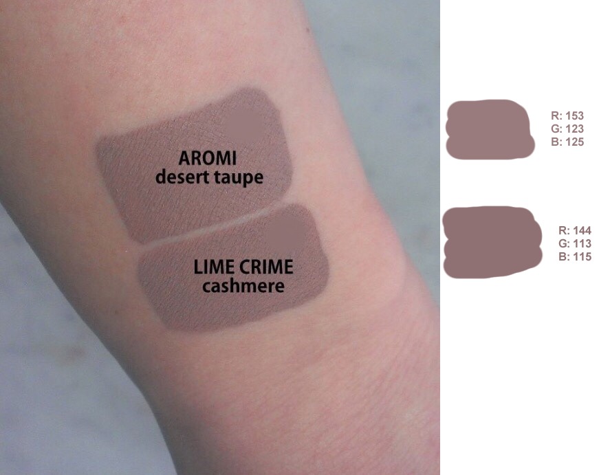 This is by far the winner. Aromi's Desert Taupe is a hint cooler from a distance, but it's so hard to tell the difference, especially on the lips. They have a wide range of colors and are a cheaper alternative to LC!