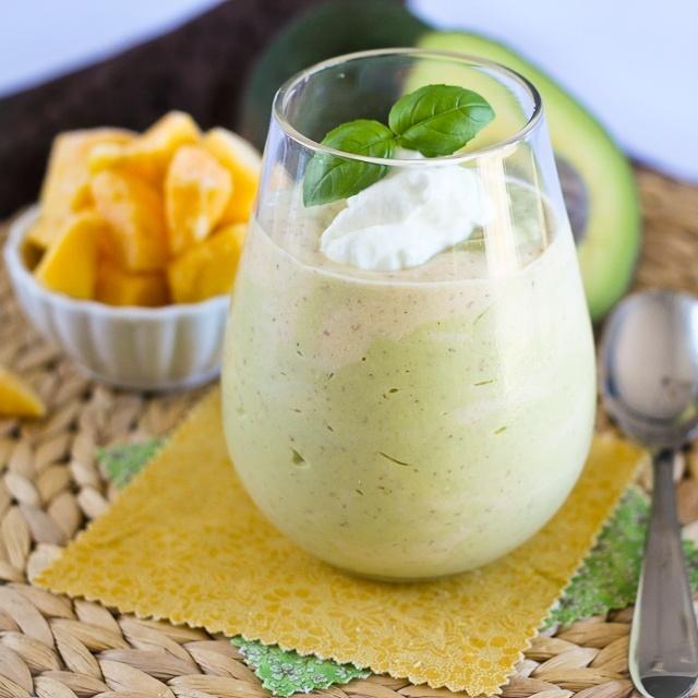 Mango Avocada :::Smoothie:
1/4cup mango cubes
1/4 cup mashed Avocado
1/2 cup fresh mango juice
1/2 cup fat free yogurt
Blend all and enjoy!