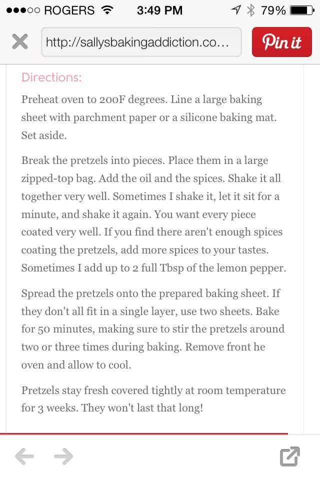 Seasoned Pretzels Recipe