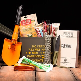 Out of the Can, Into the Wild  –  The wilderness has remained wild for a reason. It's exotic, serene, and infested with things that want to eat you alive (sometimes from the inside out). The Outdoor Survival Ammo Can is your ticket to adventure, and this ticket is round trip.