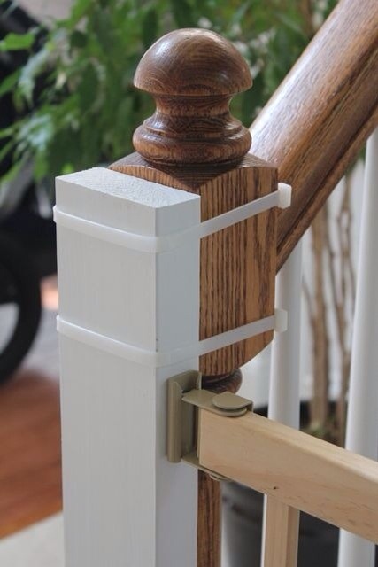 27. Install a baby-gate using heavy-duty cable ties instead of nailing into the banister.