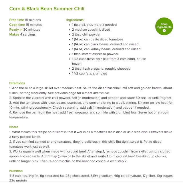 Summer Black Bean & Corn Chili