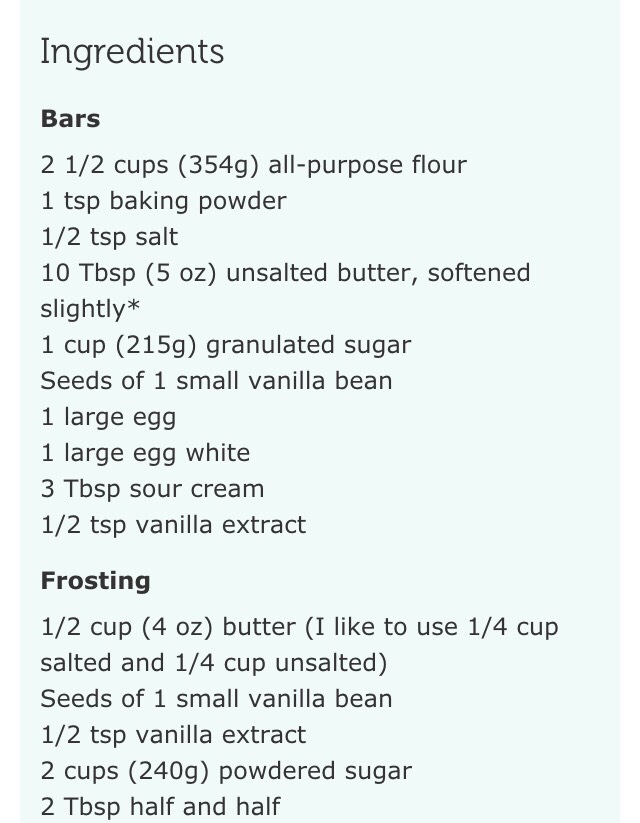 Vanilla Bean Sugar Cookie Bars & Vanilla Bean Frosting! 