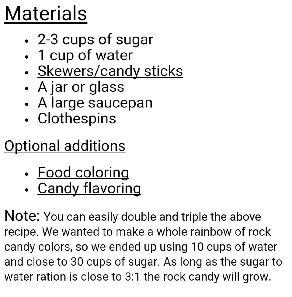 Rock Candy Experiment