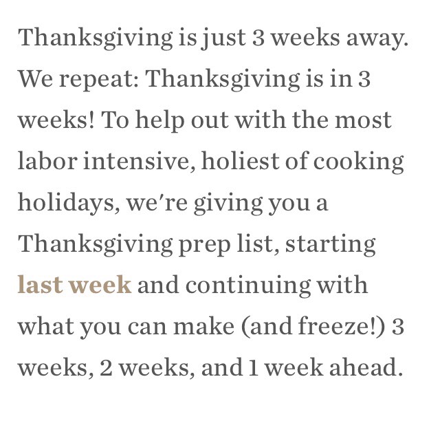 What to Do to Start Prepping for Thanksgiving Now—3 Weeks Ahead