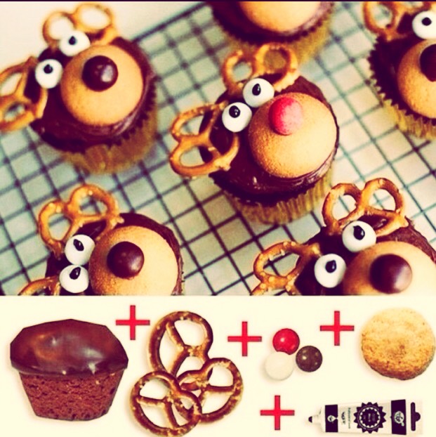 Reindeer Cupcakes!
Perfect snack, or even cute for school food!