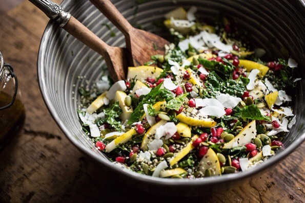 Superfood Crunch Salad with Homemade Balsamic Apple Vinaigrette:

Serves 4