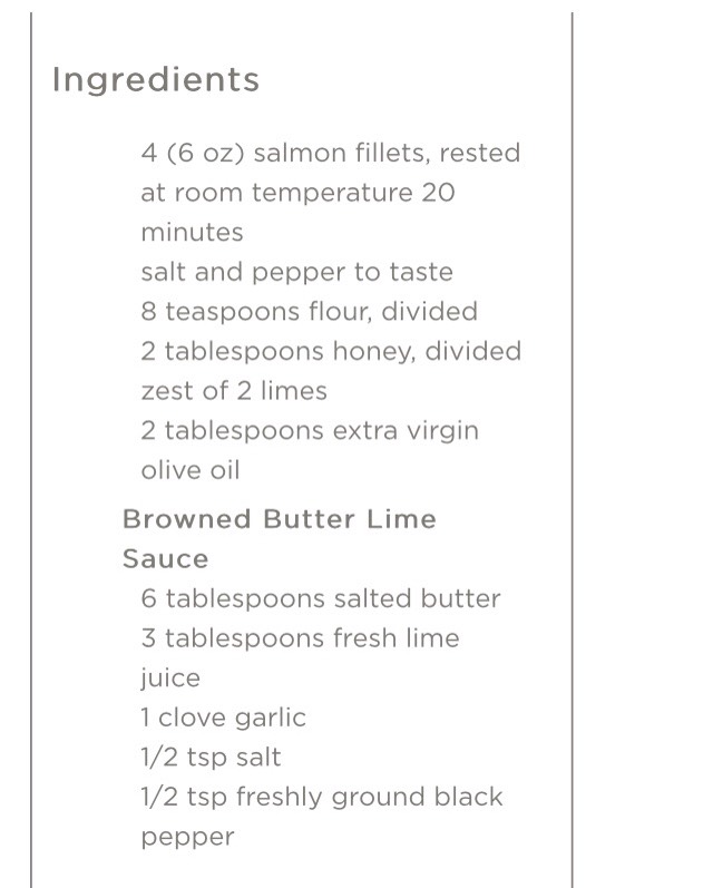Honey Salmon With Browned Butter Lime Sauce 