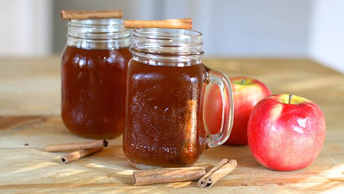 Of course, it may not last that long! Enjoy it hot or cold… garnish with a cinnamon stick and apple slice.
It’s autumn in a jar!