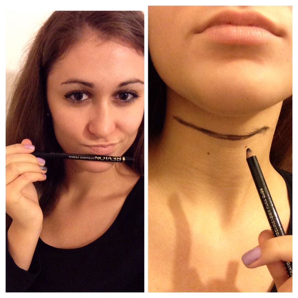 Then take some eyeliner pencil and draw a line like so ^