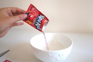 Pour the packets of kool-aids in the boiling water


DARK HAIR=MORE PACKETS