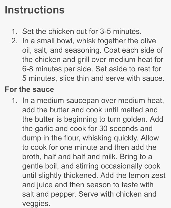 Grilled Chicken With Lemon Cream Sauce 