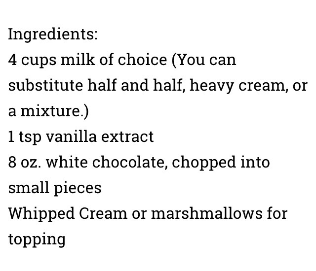 " Yummy White Hot Chocolate"