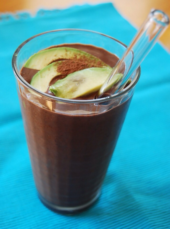 Chocolate Avocado Smoothie
1/2 avocado
2 tablespoons cocoa powder
1 medium banana
¼ cup plain Greek yogurt
2 tablespoons milk