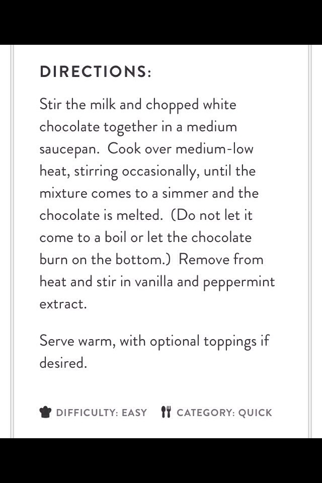 Peppermint White Hot Chocolate