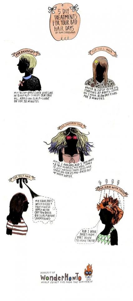 13. Speaking of DIYs, here’s a great guide for a number of bad hair day culprits: