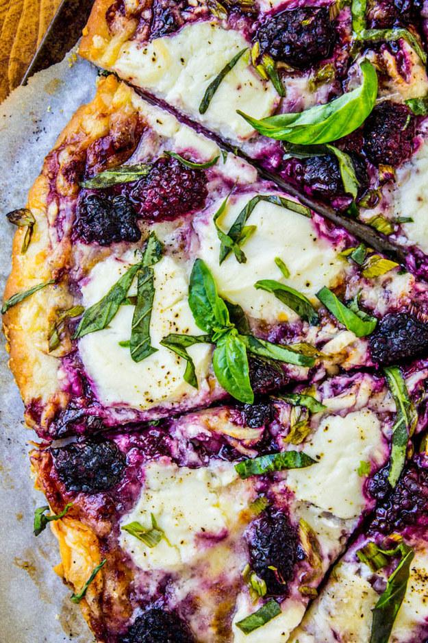 29. Blackberry Ricotta Pizza with Basil 