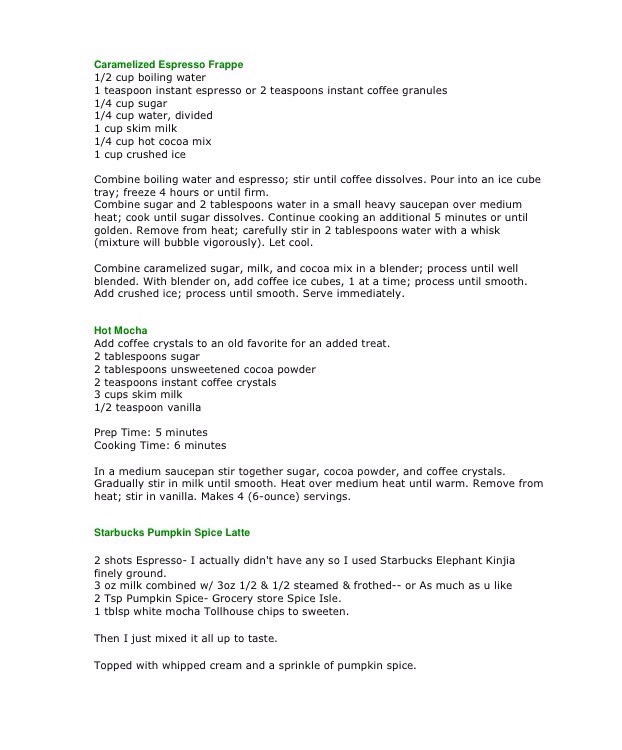 Starbucks Drink Recipes