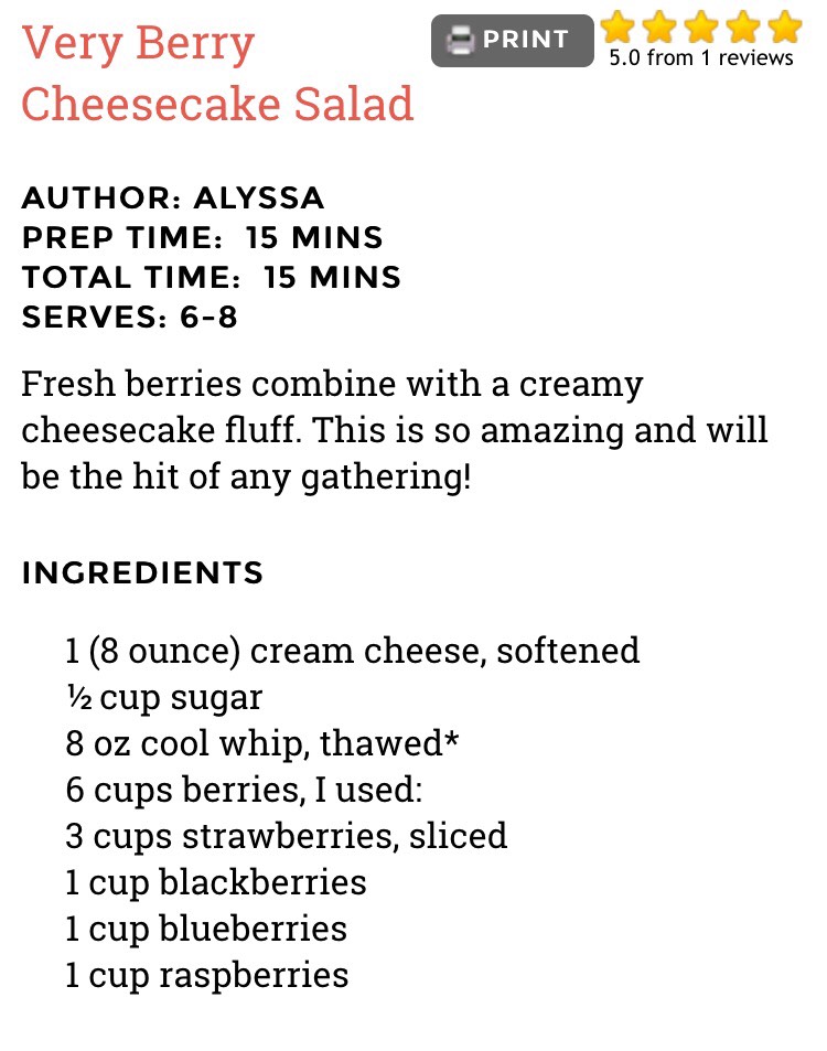 Very Berry Cheesecake Salad!!!