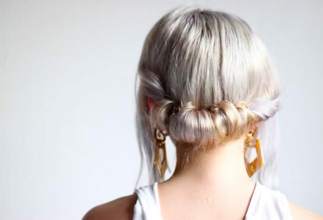 3. Quick Roll and Tuck Updo: This hair style really lives up to its name—the tease, roll, and tuck takes less than two minutes to do! We’re labeling it a go-to last minute look. (via Love Aesthetics) 