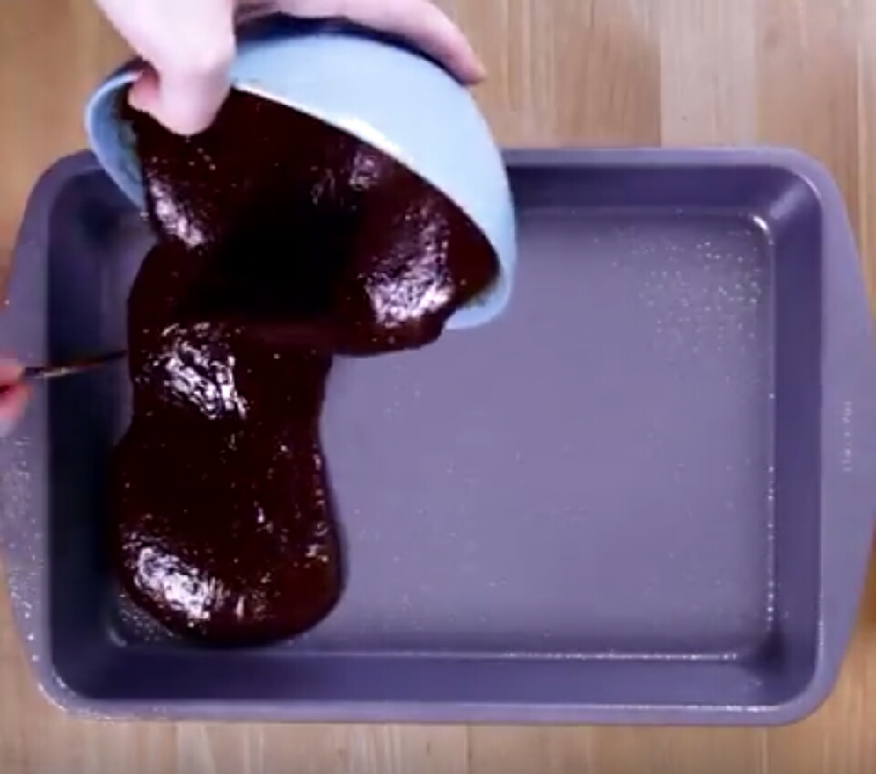 Pour the batter in baking dish...