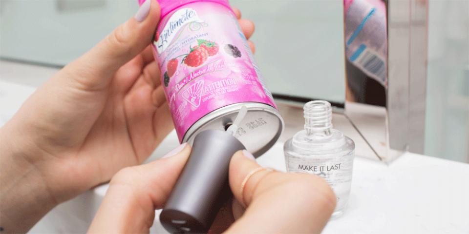 9. Paint the metal rims of shower products with clear nail polish to prevent rust rings on your shower tile. Try this before tossing out your shaving cream.