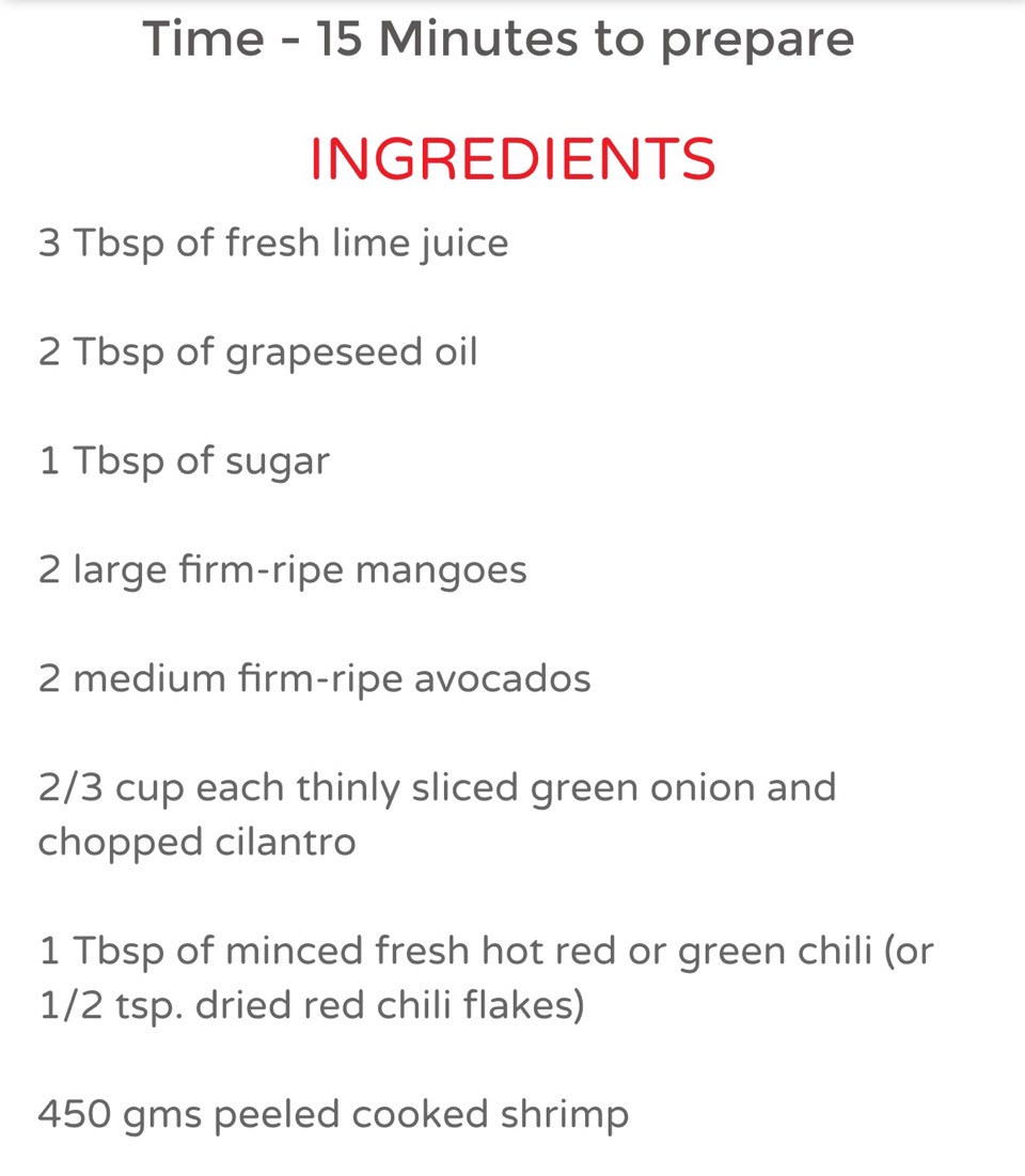 Mango, Avocado And Shrimp Salad