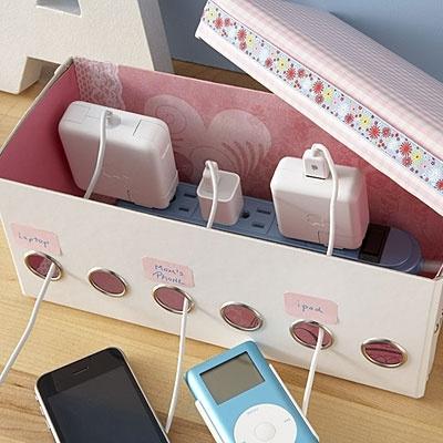 Keep those power cords from getting tangled in a neat little box.