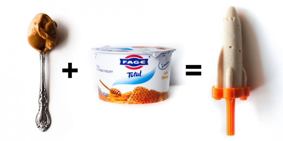 3. Smooth Peanut Butter + Honey Greek Yogurt = Fro-Yo Pops