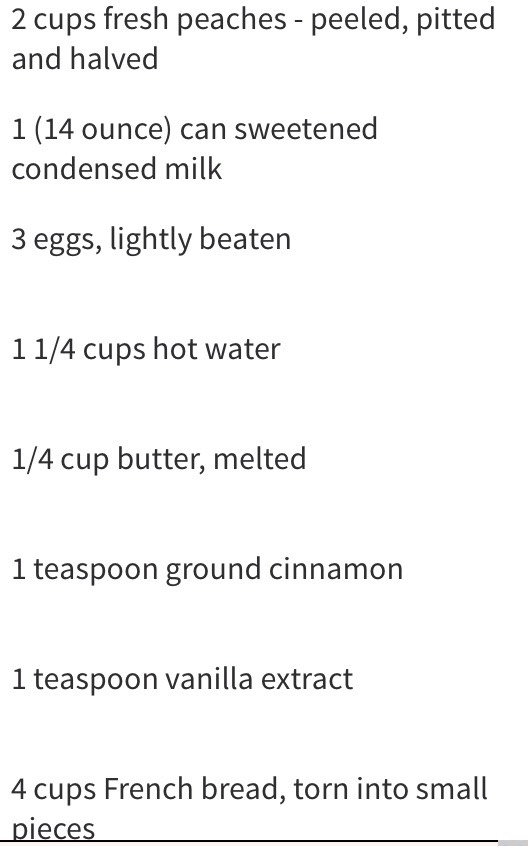 Peachy bread pudding with caramel sauce