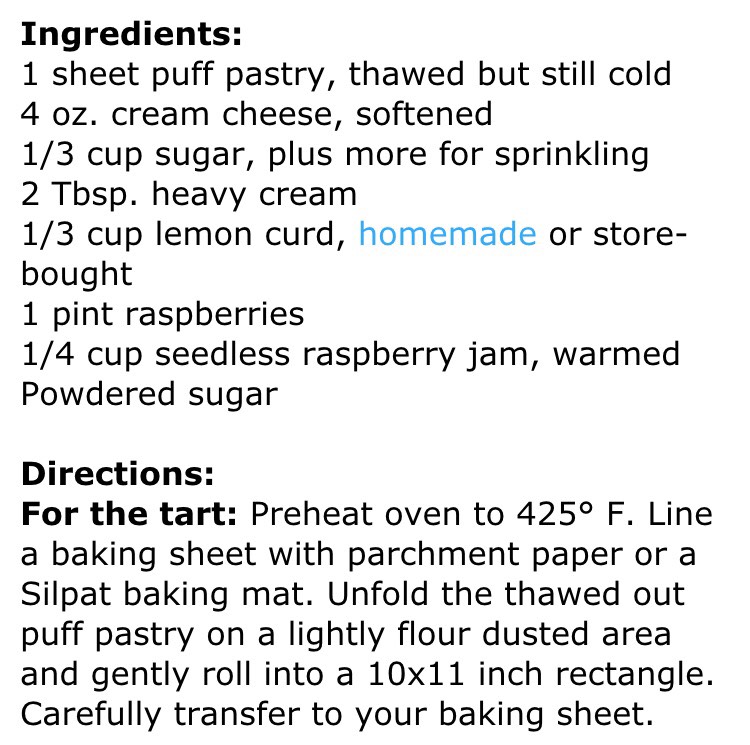 Rustic Raspberry Lemon Cheesecake Tart.