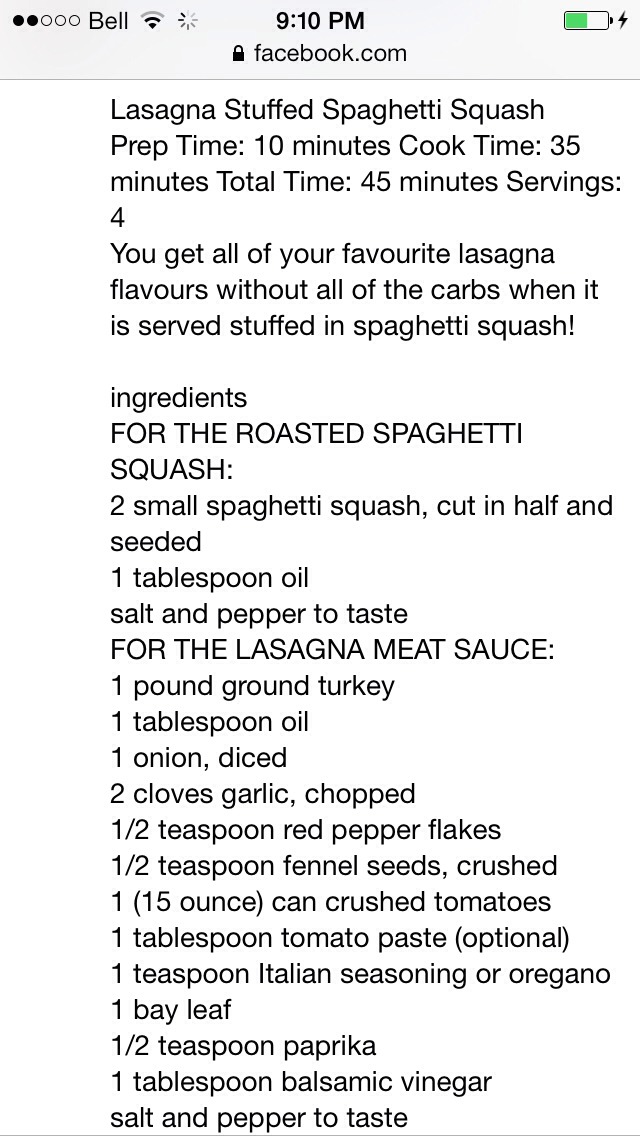 Lasagna Stuffed Spaghetti Squash 😻