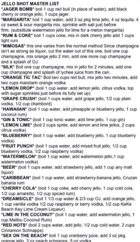Every Kind Of Jello Shot Recipes!!