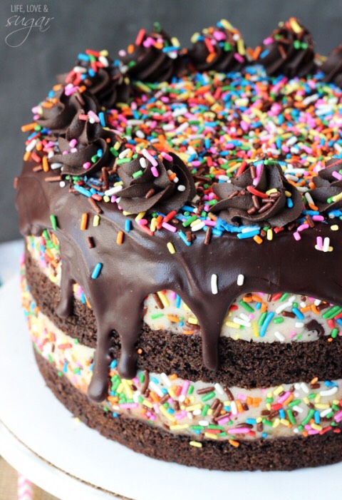 Funfetti Cookie Dough Brownie Cake 