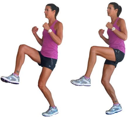 20 high knees (counting every other leg)