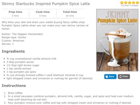 ✨Skinny Pumpkin Spice Latte.✨