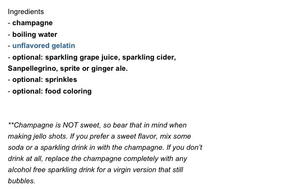 Glitter Champagne Jello  Shots