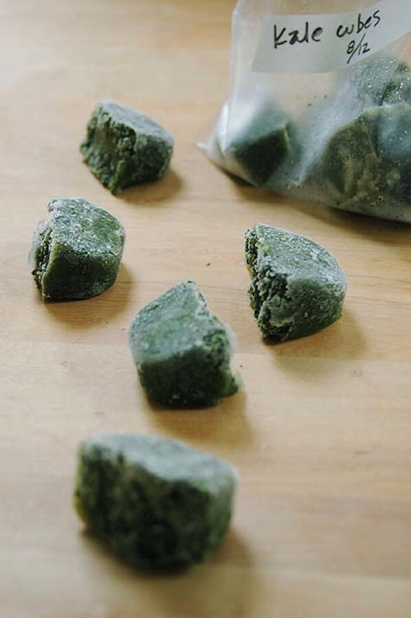 21. Freeze greens to add to smoothies.

Using raw greens in a smoothie is nice, but can take some extra work (and make for some weird fibrous mouthfuls) in the morning. Try cooking your greens first, puree in your food processor or blender, and freeze in ice cube trays.
