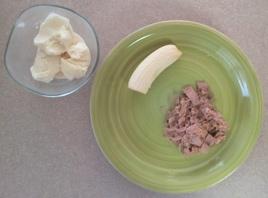 Day 3 Dinner:
(1 cup) tuna (179 calories)
(1/2) banana (53 calories)
(1 cup) vanilla ice cream
(289 calories)