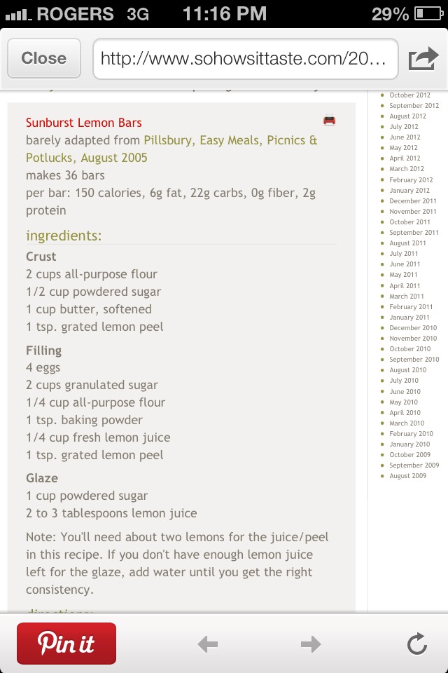 Sunburst Lemon Bars!