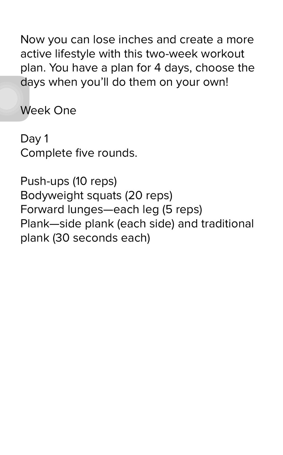 2 Week Perfect Workout Plan To Lose Inches