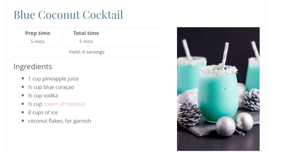 Blue Coconut Cocktail