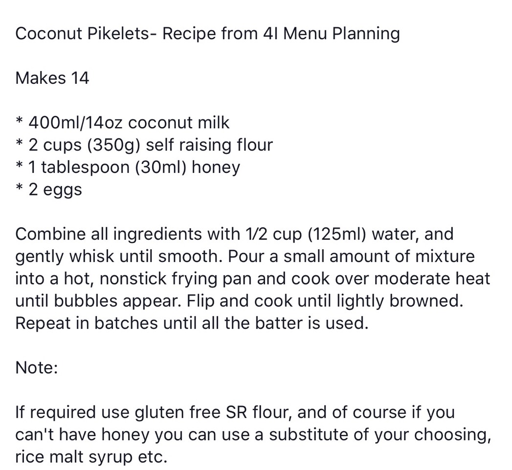 4 Ingredient Coconut Pikelets. Yum! 