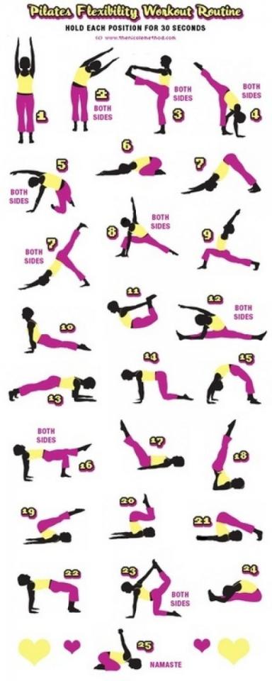 Try this fantastic flexibility workout by holding each position for 15-30 seconds depending on how confident you are.