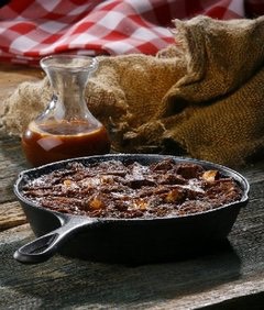 Chocolate bread pudding with bourbon sauce 