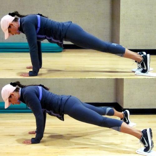 Scissor Legs Plank
Start with a full plank pose. Put each foot on top of a folded towel/a gliding disc. Anything to make the feet slide easier.
While you tighten your core, slide both feet apart, opening ur legs as wide as u can. After opening them, squeeze them back together.
Perform 15 rep 