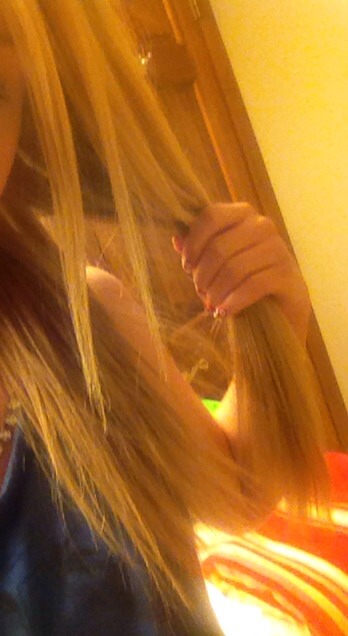 First, divide your hair into two sections
